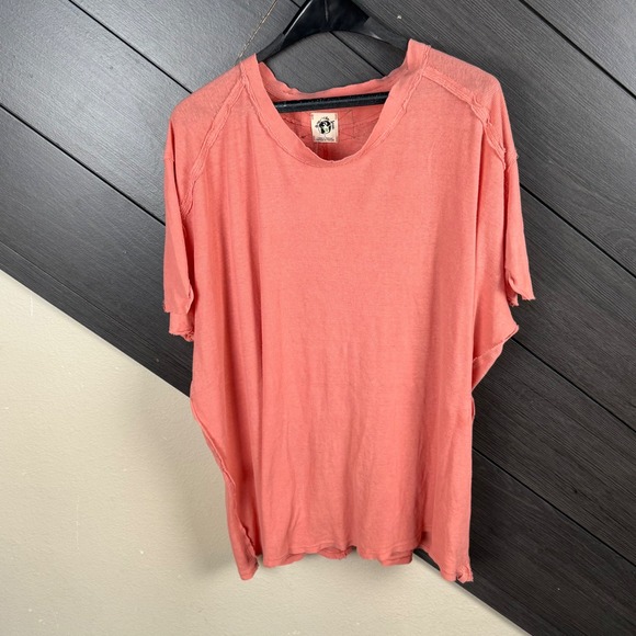 We The Free Tops - We The Free Women's Large Burnt Coral Oversized Linen Blend Raw Seam Top NWT